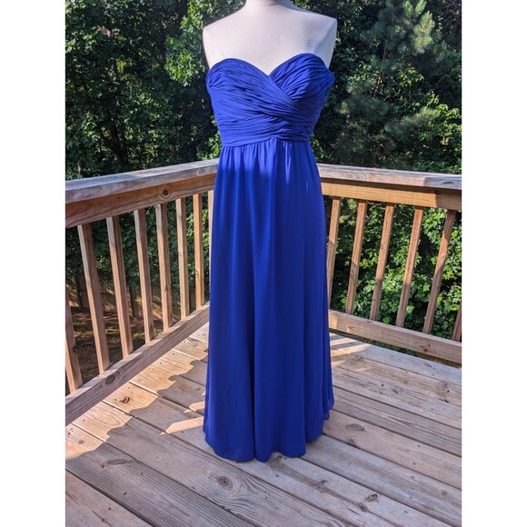 Lauren Ralph Lauren Evening Gown Maxi Blue Dress Formal Strapless Prom Event 4P - Picture 1 of 7